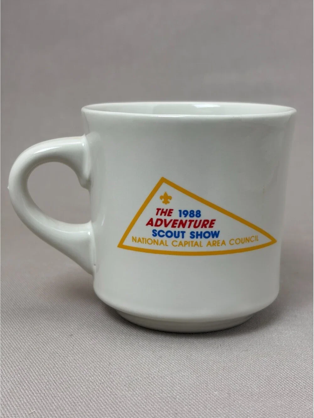 Vintage 1988 Boy Scouts BSA Adventure Scout Show Ceramic Coffee Mug Cup 8 oz